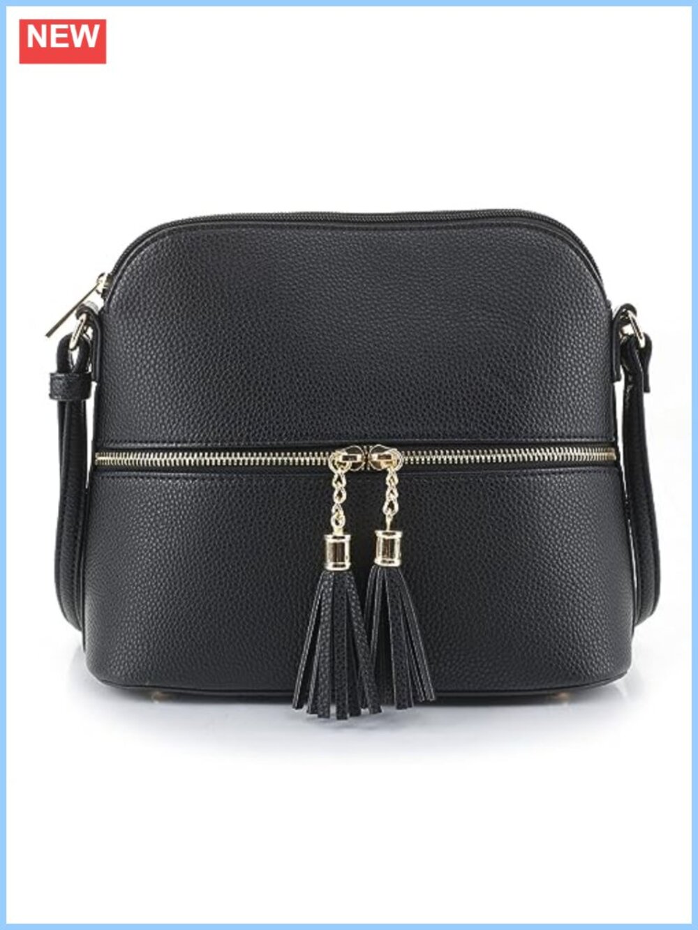 SG SUGU Vegan PU Leather Dome Crossbody Bag Tassel Adjustable Strap
